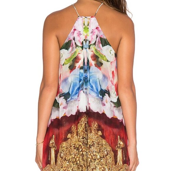 Camilla Sheer Overlay Dress, High-Low Maxi Dress, Multicolor Statement Piece - Picture 7 of 8